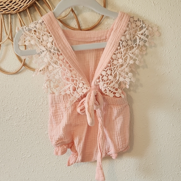 Pink Lace Ruffle Romper - Picture 4 of 5